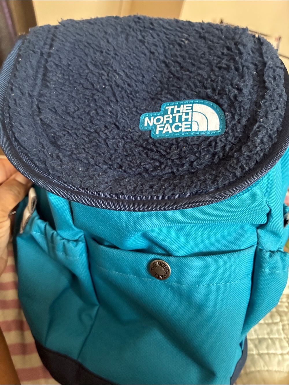 The North Face Kids Teal & Navy Sherpa-Trim Backpack Baby/Toddler